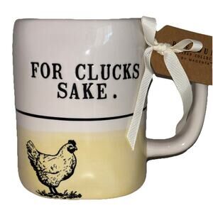 Rae Dunn For Clucks Sake Chicken Coffee Tea Mug Farmhouse Chickens NEW